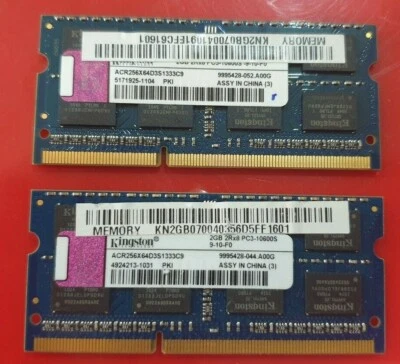 KINGSTON 2x 2GB= 4GB RAM MEMORY DDR3-2Rx8 PC3-10600S ACR256X64D3S1333C9 dell hp - Image 1 of 2
