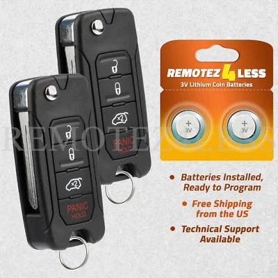 2 For 2005 2006 2007 Jeep Grand Cherokee Keyless Entry Flip Remote Car Key Fob Foto 1 de 4