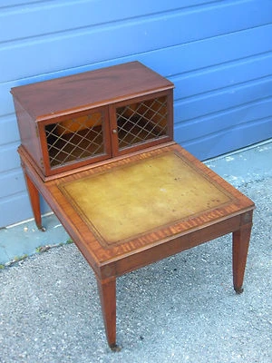 Leather Top Nightstand Side End Lamp Table by Heritage Henredon 6462 - Image 1 of 4