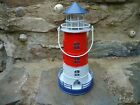Red Blue & White Metal Lighthouse with Tealight holder - Maritime Nautical