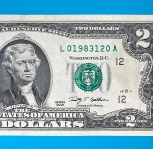 1983 January 2 (L 01983120 A) BIRTHDAY Note $2 Two Dollar Bill (_1983 / 1 / 2_) - Picture 1 of 4