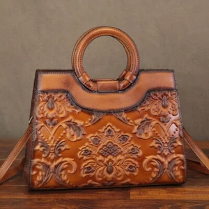 Genuine Leather Purse and Handbag for Women Embossed Shoulder Bag Crossbody Bag - Picture 1 of 19