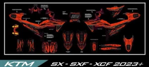 Graphic Kit Vinyl Wrap Decals Sticker motocross SX, SXF, XCF 2023+ KTM MX - Bild 1 von 5