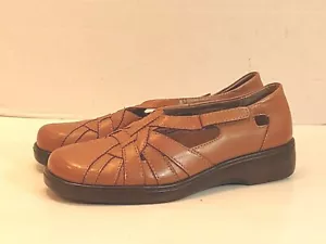 Auditions Song Casual Shoes Brown Leather Adjustable Strap Hook & Loop Sz 9.5N - Picture 1 of 9