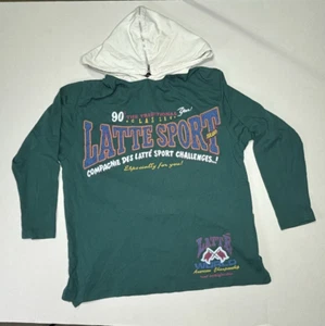 Vintage Latte Sportswear Zip Kapuzenshirt Herren L Langarm grün weiß - Bild 1 von 8