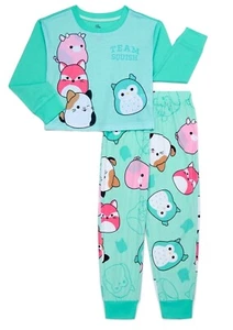 Squishmallows Pajamas Set T Shirt Pant Sleep Girl 6 8 10 12 Fifi Fox Cam Cat Owl - Picture 1 of 5