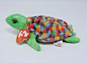 2001 Ty Beanie Babies 6 inch Zoom the Sea Turtle Rainbow Shell Tag Errors - Picture 1 of 11