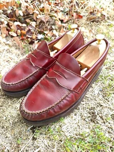 Scarpe mocassino Russell US 8,5 E marrone bordeaux singolo vamp - Foto 1 di 21