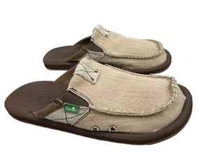 Sanuk You Got My Back III Tan Canvas Slip-On Slide Mule Shoes Men's US 8 - Picture 1 of 9