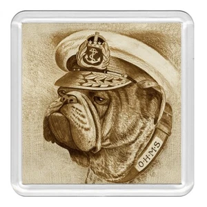 Bulldog Perro Usando Capitanes Gorra Acrílico Posavasos Novedad Bebida Mat Gran Regalo - Imagen 1 de 1
