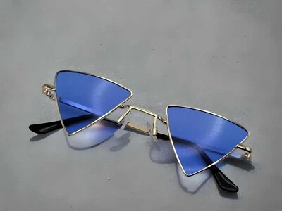 Gafas de sol retro triángulo ojo de gato color azul Cateye gafas de sol vintage Steampunk Foto 1 de 4