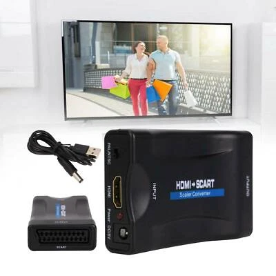 1080P HDMI to SCART Adapter Video Audio Converter USB Cable DVD TV PS3 SkyBox - Image 1 of 4