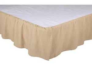 Bauernhaus Twin Bett Rock hellbraun gerafft Sackleinen natur Schlafzimmer Dekor Landhaus - Bild 1 von 6