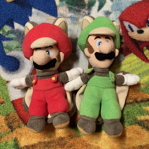 Super Mario MARIO & LUIGI Plush Toy Set Sanei Squirrel 2012 8” Used Nintendo Cover