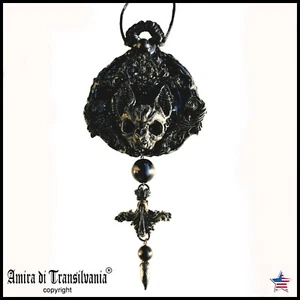 dark gothic jewelry punk talisman necklace amulet pendant bat skull vampire goth - Picture 1 of 24