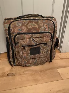 LL Bean VTG Paisley Tapestry Rolling Wheeled Suitcase Carry On Travel Bag - Picture 1 of 10