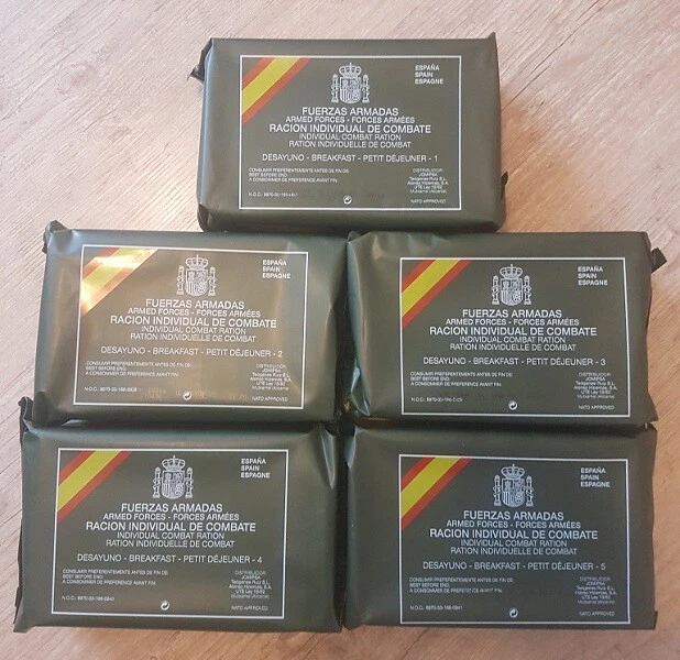 SPANISCHES MRE EPA FRÜHSTÜCK 5 MENÜS ARMY FOOD SPANIEN ARMEE NOTRATION FOOD