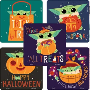 25 Mandalorian Halloween Baby Yoda Stickers Party Favors Star Wars The Child - Picture 1 of 1