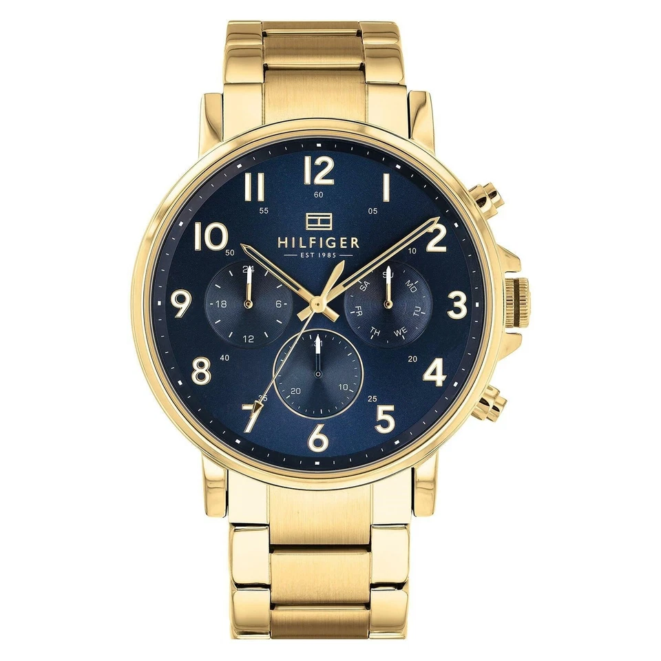 TOMMY HILFIGER 1710384 DANIEL BLUE DIAL GOLD BRACELET CHRONOGRAPH MENS WATCH - Image 1 of 4