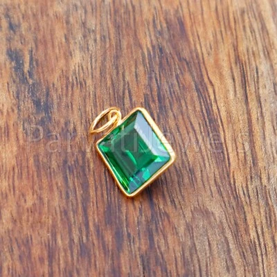 AA Treated Emerald Charm 18k Solid Gold Christmas Gift Women Gift Charms Pendant - Image 1 of 4