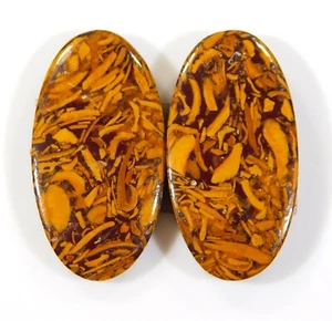 Par de piedras preciosas cabujón ovaladas de jaspe natural Mariam de 32 quilates 27x15x4 mm UU = 0285 - Imagen 1 de 6