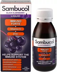 Sambucol Natural Black Elderberry Immuno Forte, Vitamin C, Zinc, Immune Support - Picture 1 of 6