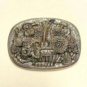 Vintage Henryk Winograd 999 Silver Large pendant Pin Brooch Flower Basket 27.3 G - Picture 1 of 11