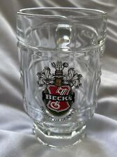 Beck’s German Beer Mug Glass Barware Glassware Collectible