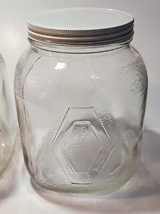 2 JARROS DE ALMACENAMIENTO DE VIDRIO HOOSIER grandes vintage Hazel Atlas estilo Art Deco - Imagen 1 de 5