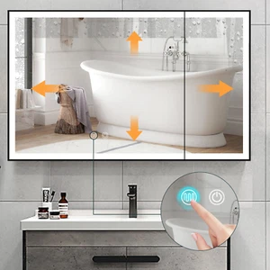 Armadietto Medicinale LED Antiappannamento Bagno con Specchio Illuminato Dimmerabile Sensore Touch - Foto 1 di 11