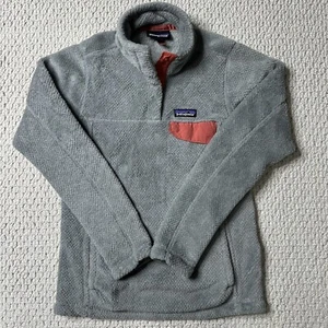 Patagonia Re-Tool Snap-T Pullover Fleece Sweater Jacket Womens Sz XS Gray Pink - Picture 1 of 17