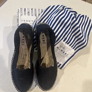 SIZE 9/40 ESPADRILLE BLACK LACE NEW SHOE BAG Included Made In SPAIN US SIZE 9 - Picture 1 of 7