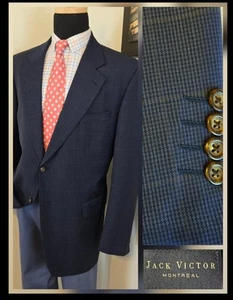 Giacca tuta Jack Victor blazer uomo 48L blu navy pied de poule overcheck lana - Foto 1 di 21