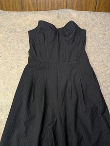 By Anthropologie trägerloser Jumpsuit Nadelstreifen weites Bein Größe 10 Taschen Business  - Bild 1 von 11