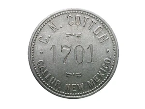 1894-1920 Gallup, Nuevo México casi nuevo C. N. Cotton Indian Trader Store $1 token comercial - Imagen 1 de 2