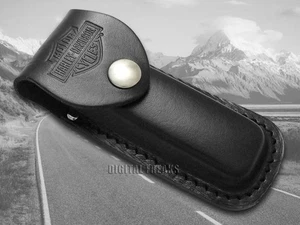 Case xx Harley Davidson Medium Black Leather Belt Sheath for Pocket Knives 52099 - Picture 1 of 4