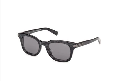 ZEGNA EZ0238 05A Black Pearl / Smoke Round 50 mm Men's Sunglasses  - Image 1 of 4