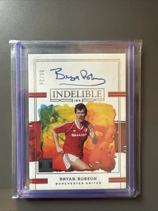 2022-23 Panini Impeccable Premier League Indelible Ink Bryan Robson /24 On Card - Bild 1 von 2