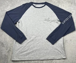 Vineyard Vines Mens Size Large Blue Long Sleeve Shirt Whale Cotton Made In Peru - Picture 1 of 11