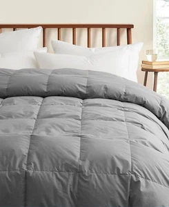 UNIKOME All Season 300TC Cotton Goose Down Fiber Comforter, Full/Queen Gray - Picture 1 of 3