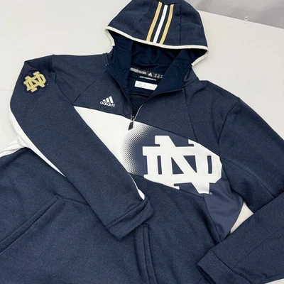 Adidas Notre Dame Lucha Irlandesa 1/4 Cremallera Sudadera con Capucha Hombres 2XL Azul Pullover Sudadera Foto 1 de 4