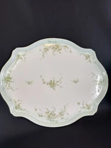 Antik 19C Elite Works Limoges Frankreich große Platte Waschtisch Tablett grün gold Flor - Bild 1 von 15
