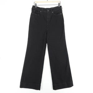 J Crew 96 Denim Trouser Jeans Womens 26 Black Wide Leg High Rise Stretch - Picture 1 of 12