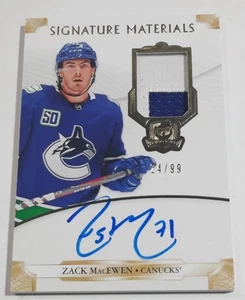 19-20 Upper Deck The Cup Signature Materials Zack MacEwen /99 Patch Auto - Picture 1 of 2