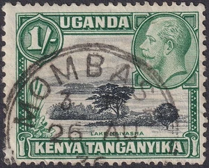 Kenya Uganda Tanganyika 1936 KGV 1sh Black + Green p13x12 Used SG118b c£140 thin - Imagen 1 de 2