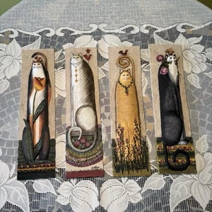 E Smithson Vintage Katze Thema 3D Wandkunst Set 4 Plaketten 11" x 3" Volkskunst - Bild 1 von 24