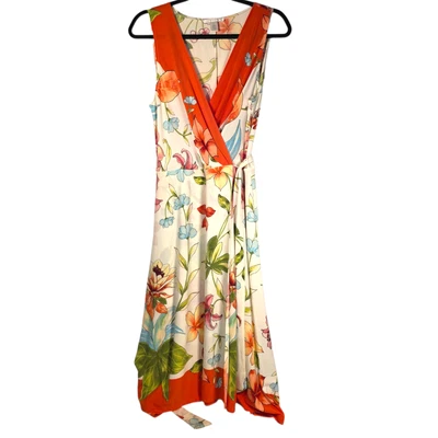 London Times Dress Womens Medium Floral Maxi Sleeveless Wrap V Neck Summer Occas - Image 1 of 4