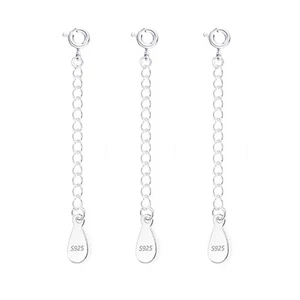 3 Pcs Necklace Extender, 925 Sterling Silver Extension for Jewelry Necklace B... - Picture 1 of 6