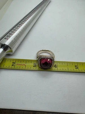 Anillo David Yurman Turmalina Plata de Ley con Pavé Diamantes - Talla 8.5. A-76 Foto 1 de 4