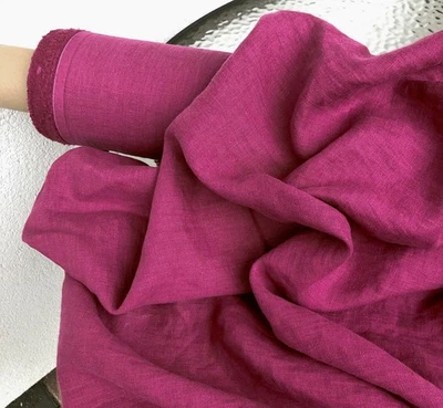Magenta Fuchsia Linen Fabric by the Yard Upholstery, Drapery, Clothing & Craft - Image 1 of 4